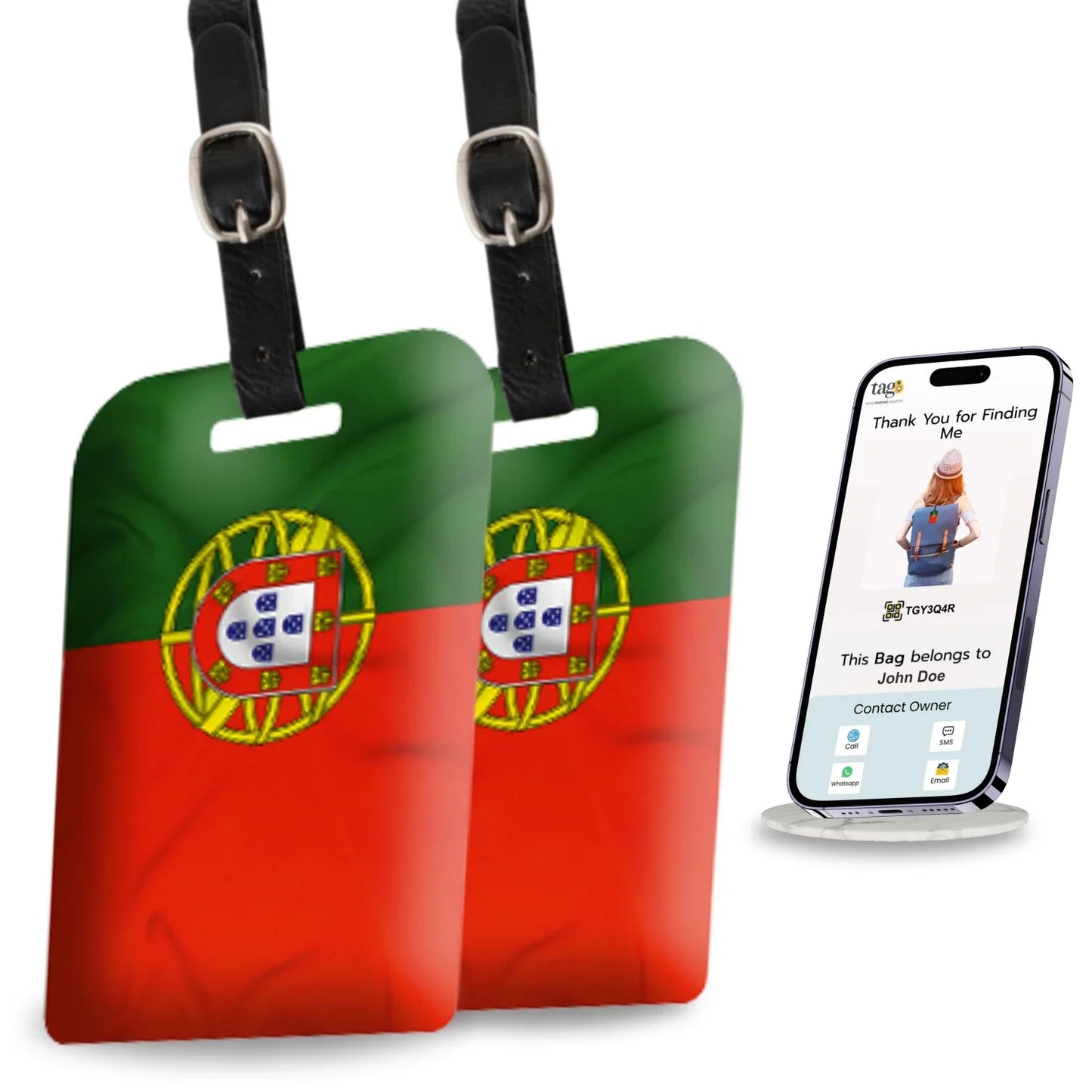 Smart Bag Security Tag -  Portugal Flag [Pack 2]