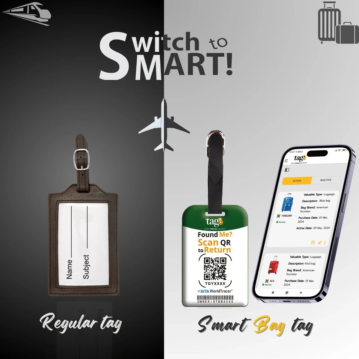 Smart Bag Security Tag -  Portugal Flag [Pack 2]