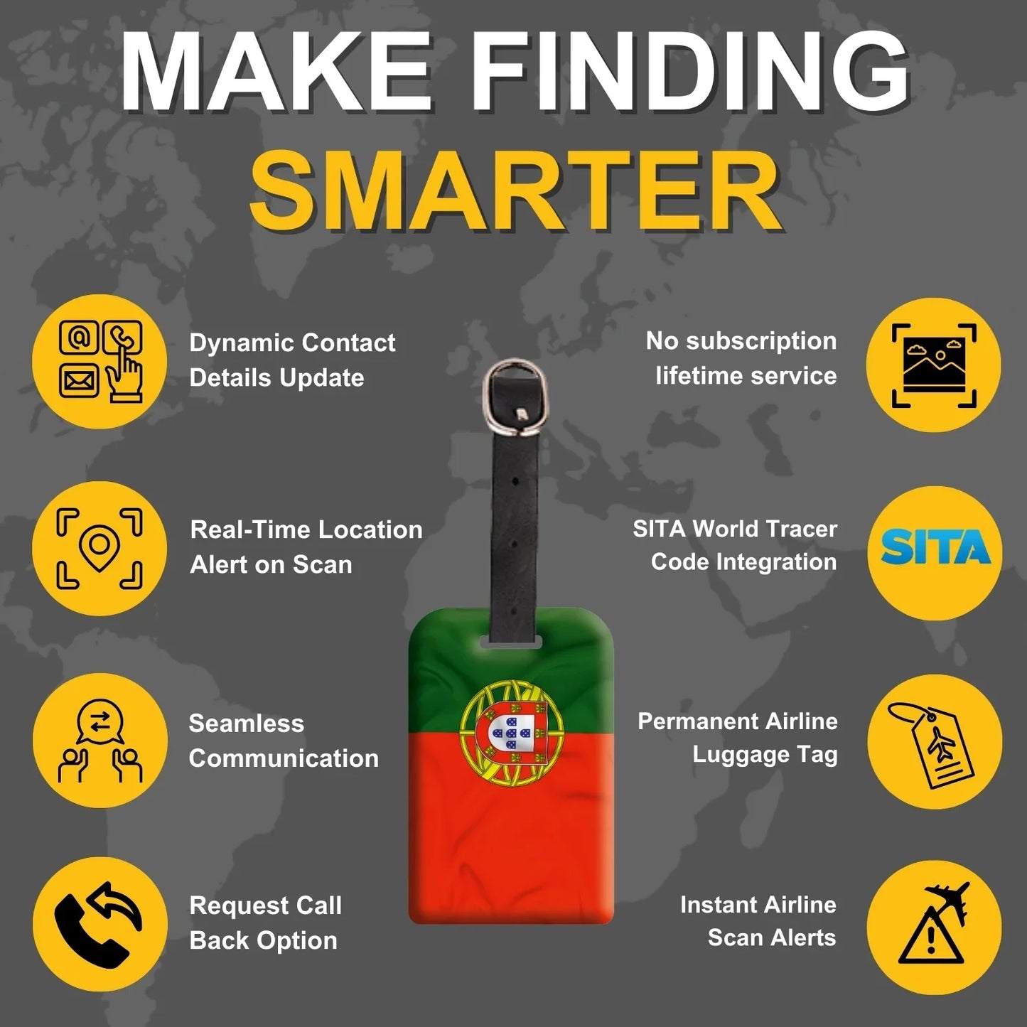 Smart Bag Security Tag -  Portugal Flag [Pack 2]