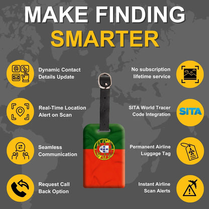 Smart Bag Security Tag -  Portugal Flag [Pack 2]